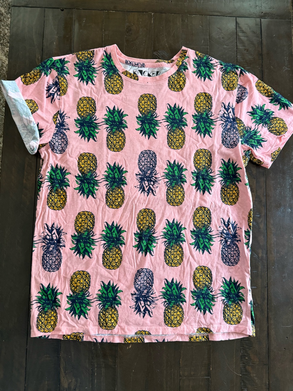 Pineapple Print Short Sleeve Tee - Pink